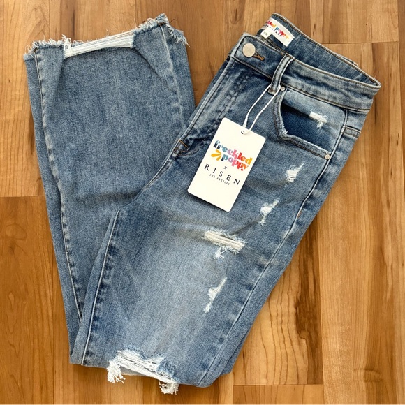 Risen Jeans Denim - Risen Distressed Blue Jeans